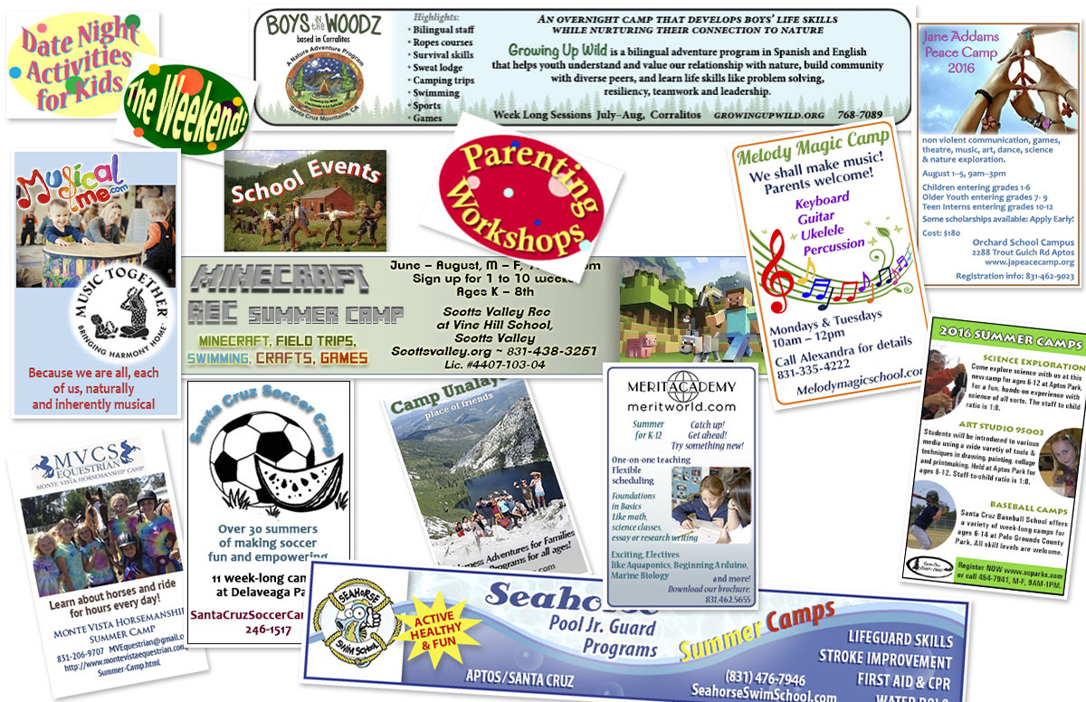 Santa Cruz Parent website ads -montage1
